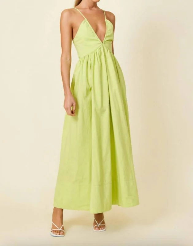 women's apple-shaped body dressesHollis Maxi Dress In Lime Green