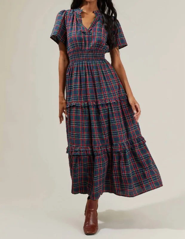 Bow-Tie DressMiley Plaid Palmer Maxi Dress In Multi