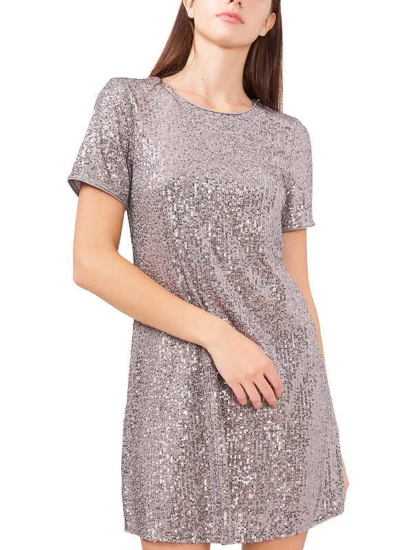 Tea-Length DressWomens Sequined Mini Shift Dress