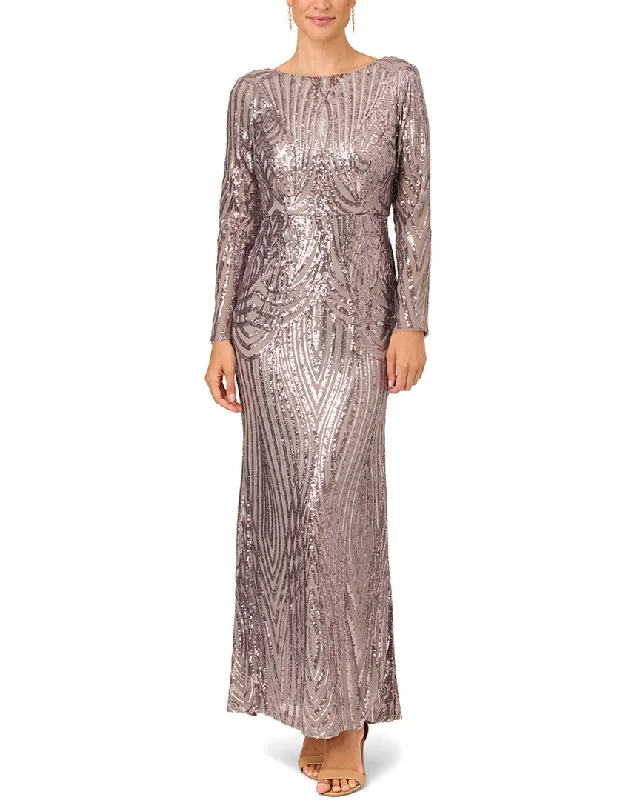 women's easy-to-wear dressesAdrianna Papell Mermaid Long Sleeve Maxi Dress