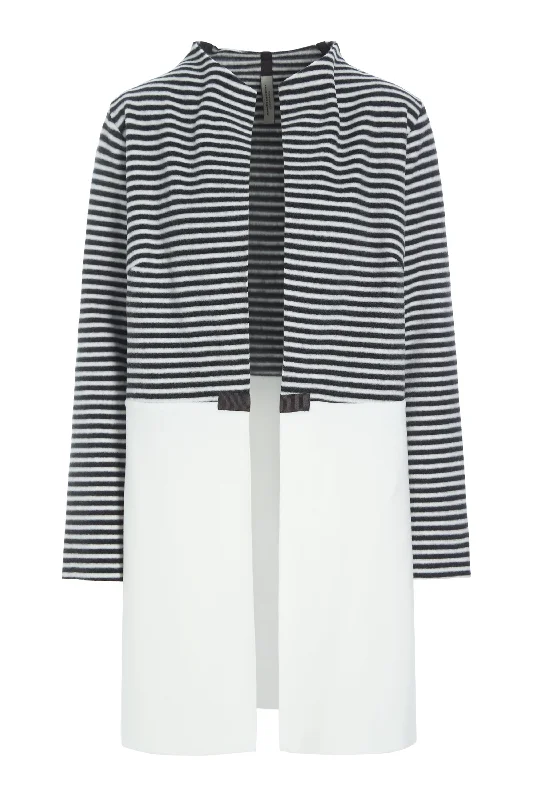 women's coats for those who seek both warmth and flairCARDIGAN 2 COLORED - 7133 - STRIPES B&W/OW