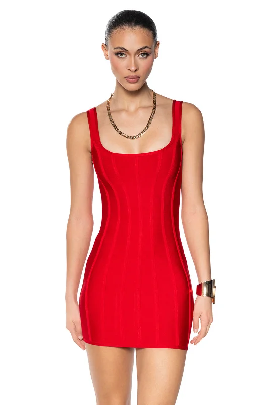 Nursing DressSNATCH ME UP BANDAGE MINI DRESS IN RED