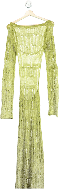 women's lace dressesJaded Lime Green Knit Long Sleeve Maxi Dress XS