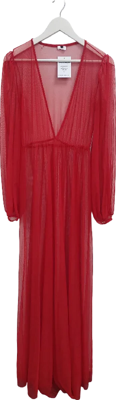 women's empire waist dressesRed Sheer Mesh Maxi Dress UK S