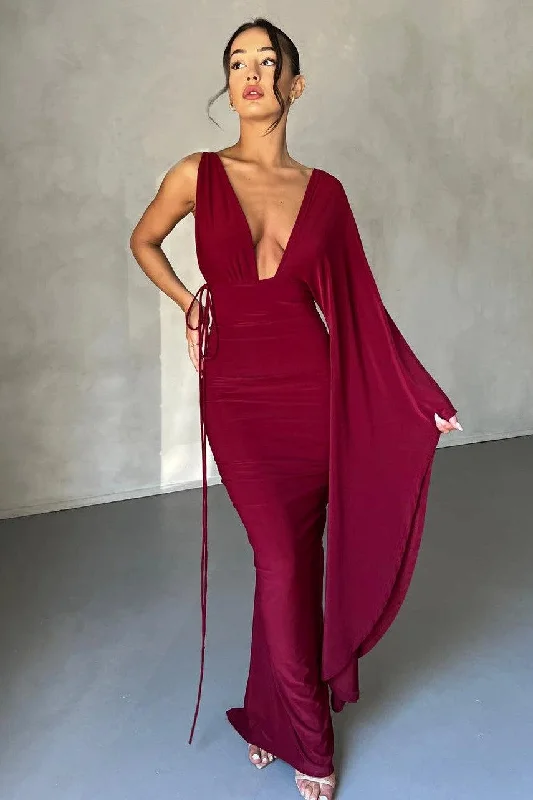 Striped DressAthena Gown - Wine