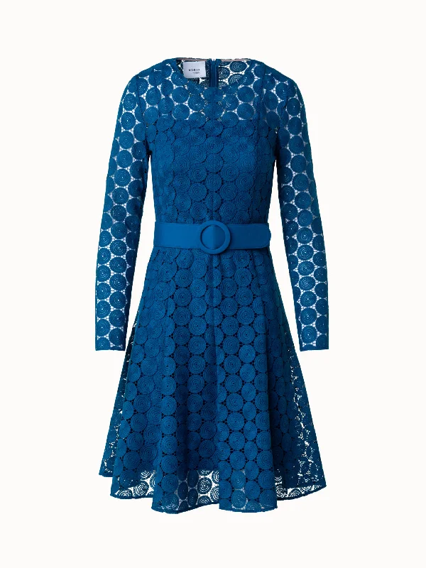 women's formal dressesFit and Flare Dress in Dot Embroidery