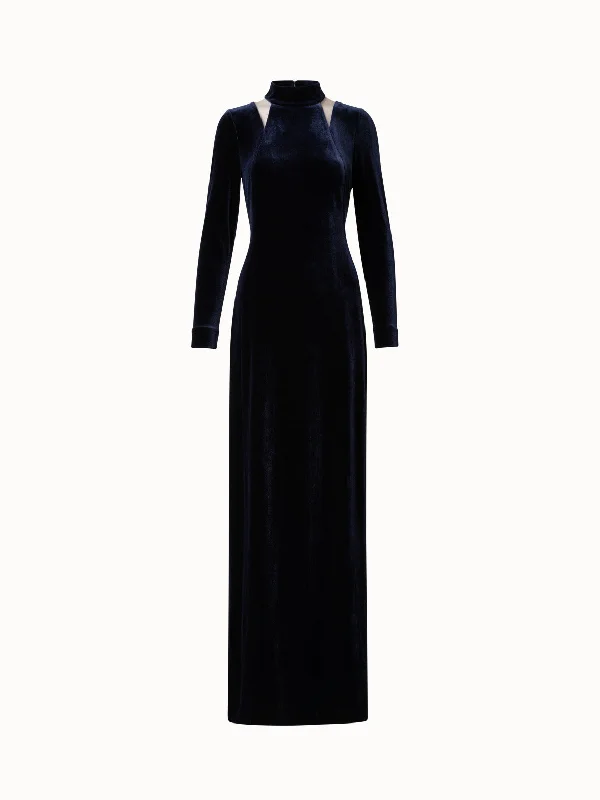 Cold-Shoulder DressFluid Velvet Gown