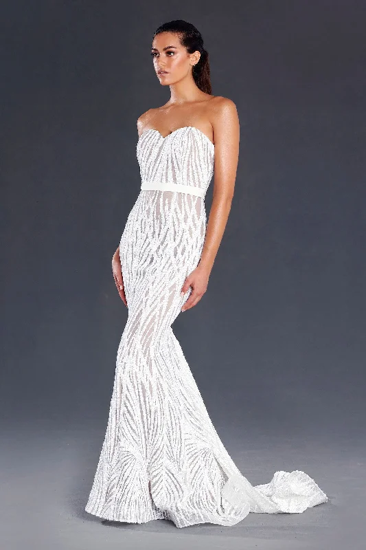 Neon DressJadore JX039 Gown - White