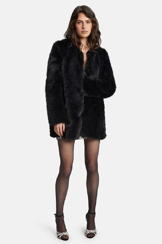 women's midi dressesLogan Faux Fur Coat - Black