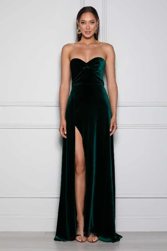 Plunging Neckline DressMagnolia Gown - Emerald