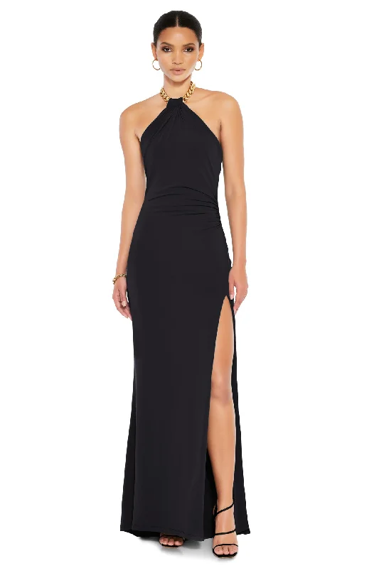 women's easy-to-wear dressesNookie Captivate Halter Gown - Black