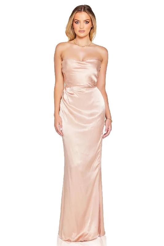 Scoop-Neck DressNookie Emelie Strapless Gown - Nude