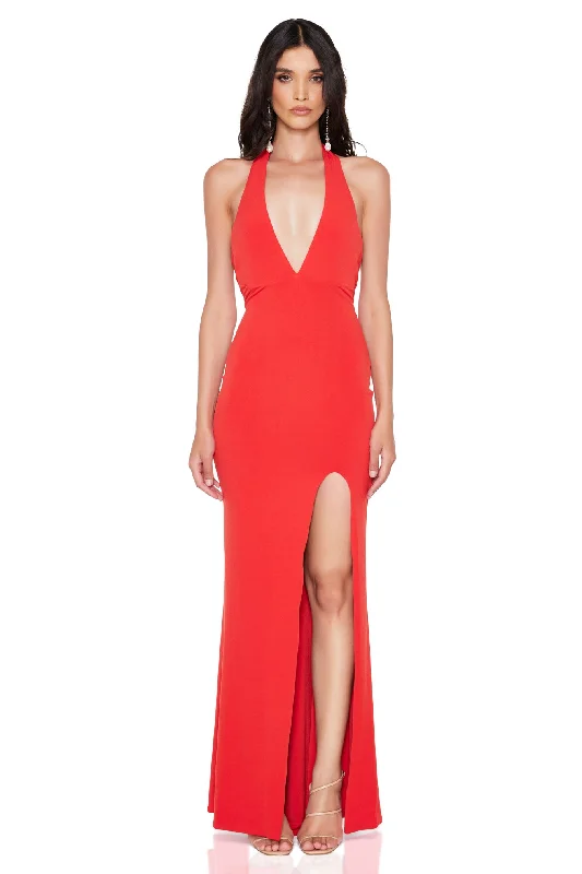 women's off-the-shoulder dressesNookie Illegal Side Split Gown - Red