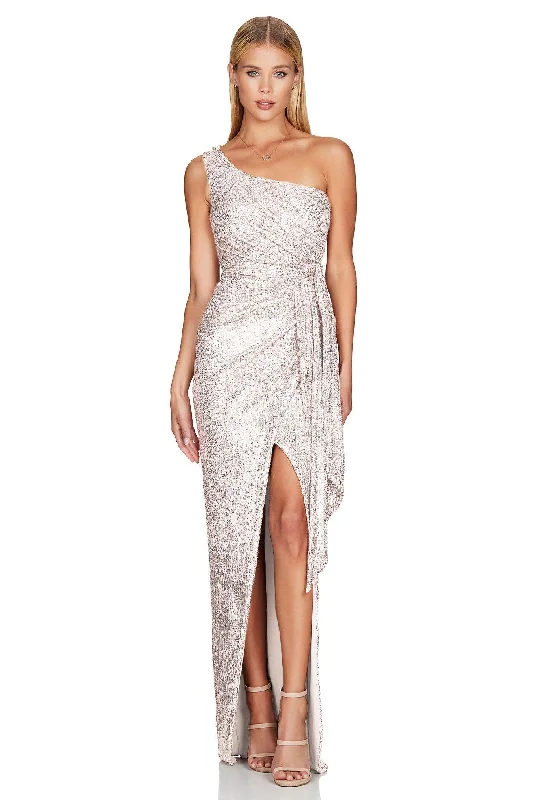 Ruffled Hem DressNookie Palazzo Gown - Silver