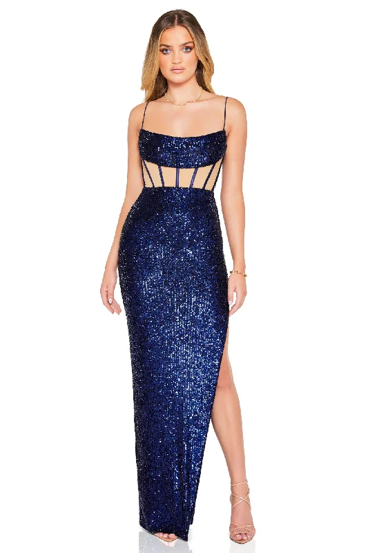 Nookie Sloane Illusion Gown - Sapphire