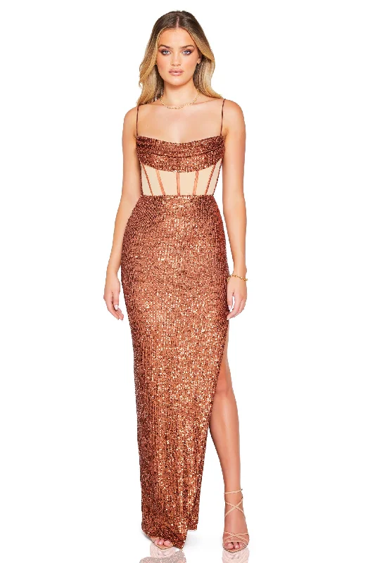 Nookie Sloane Illusion Gown - Toffee