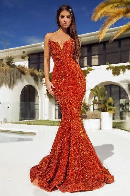 Tall Women DressPortia & Scarlett PS21208 Gown - Burnt Orange