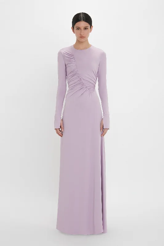 Ruched Detail Floor-Length Gown In Petunia