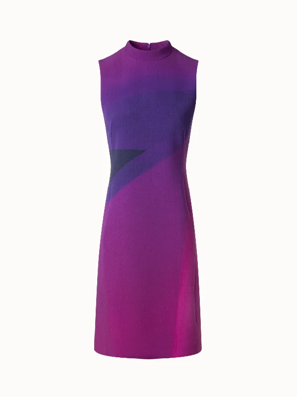 Casual Chic DressSheath Dress in Wool-Double-Face with Alta Magenta Print