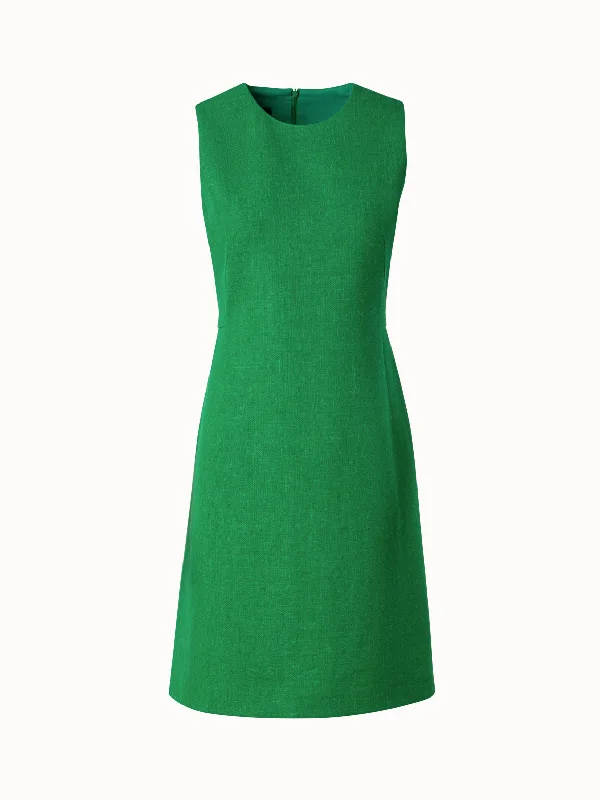 Floor-Length DressSheath Dress with A-Line Skirt in Linen Wool