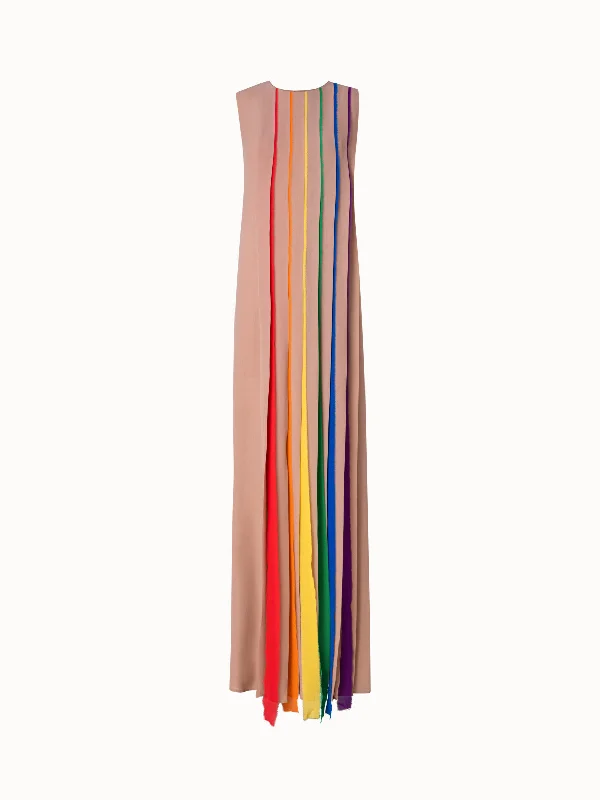 women's beach dressesSilk Georgette Gown with Multicolor Pleats