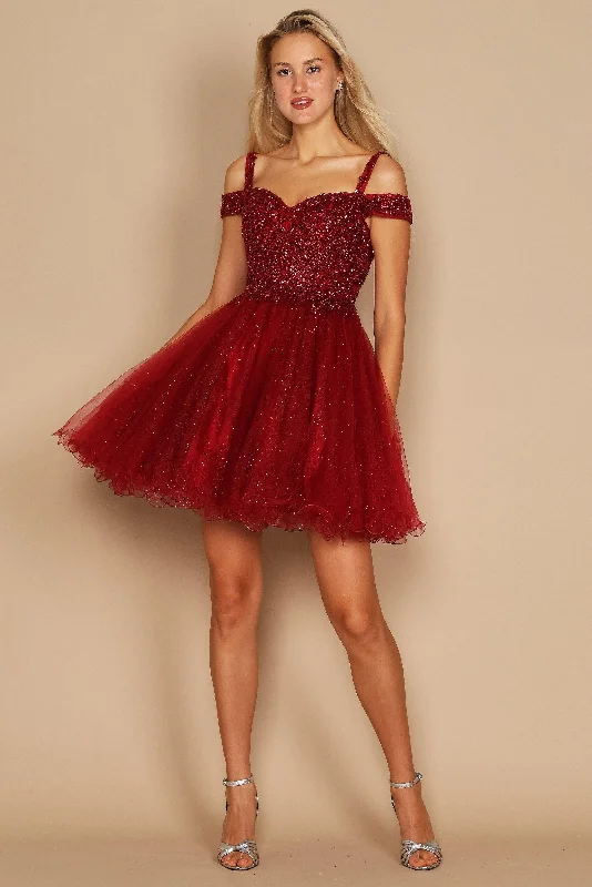 Flowy DressDylan & Davids Short Sparkle Off Shoulder Prom Dress