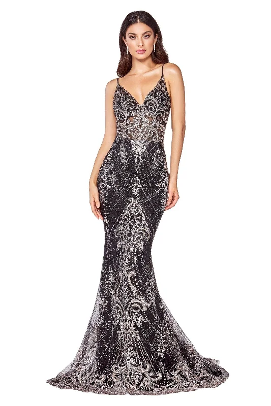 women's handmade dressesCinderella Divine C27 Long Spaghetti Strap Glitter Mermaid Prom Dress