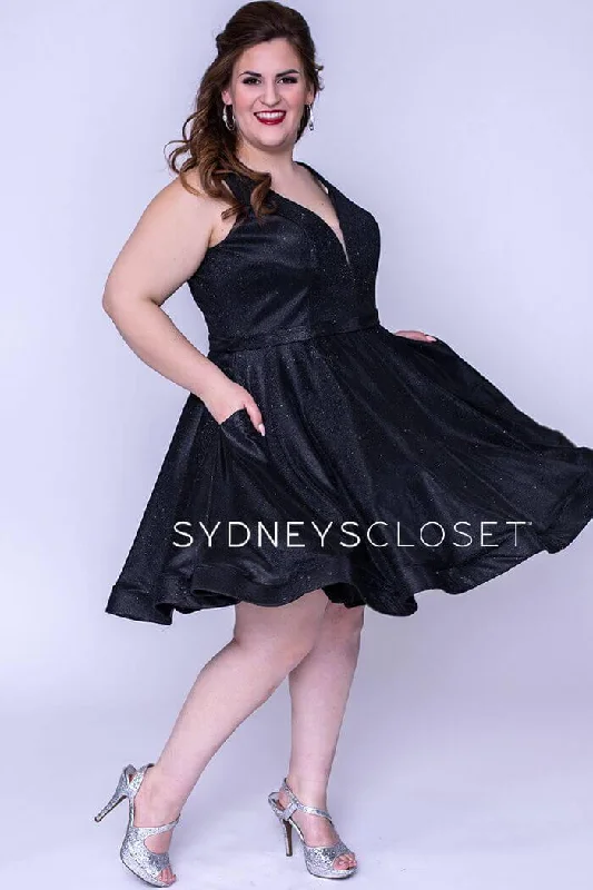 women's apple-shaped body dressesSydneys Closet Homecoming Short Plus Size Prom Dress