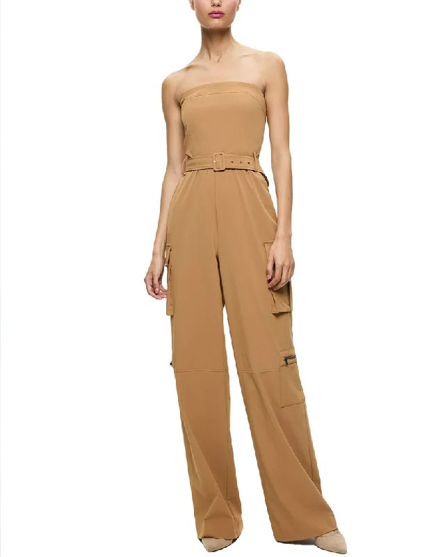 women's jumpsuits for gym sessionsalice + olivia Sachiko Strapless Cargo Jumpsuit