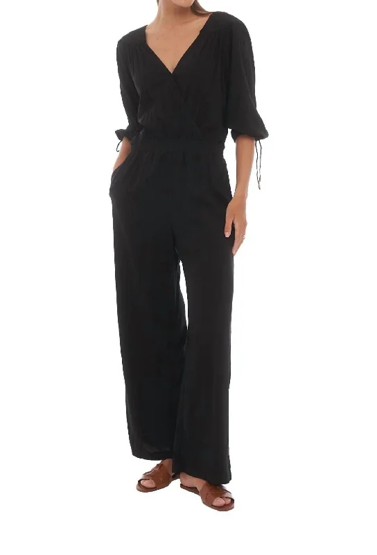 women's jumpsuits with halter necksAll In One Amalfi Jumpsuit In Solid Black