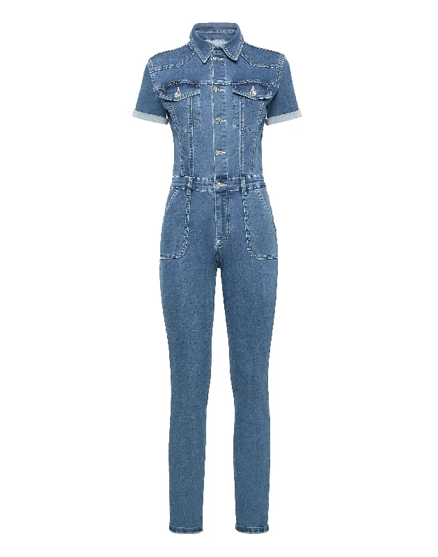 women's fitted jumpsuitsDenim Jumpsuit Iconic Plein