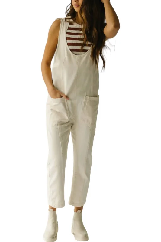 women's jumpsuits for minimalist fashionDenim Overall Jumpsuit In Ivory