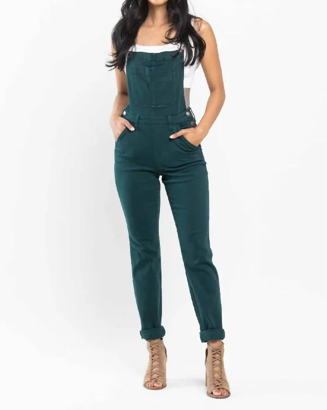 women's jumpsuits for gym sessionsDouble Cuff Boyfriend Overall Jumpsuit In Dyed Teal