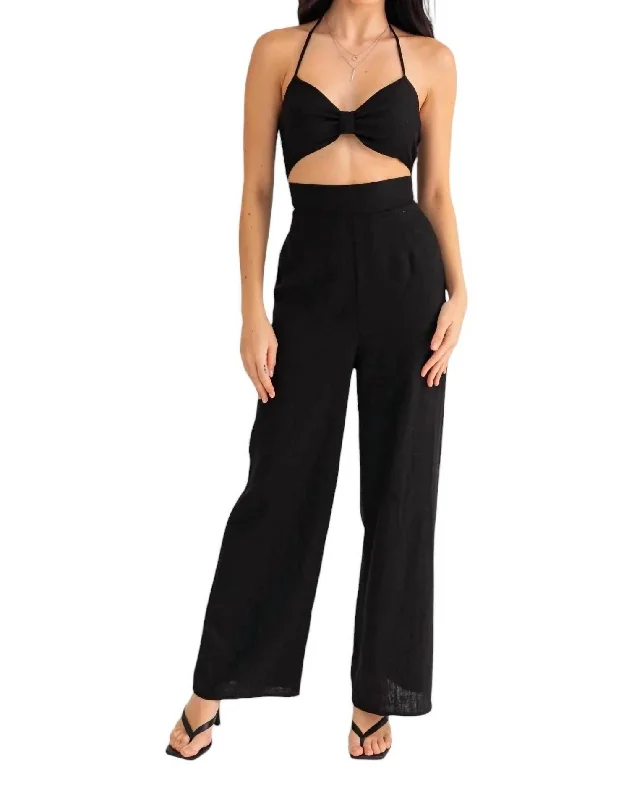 women's jumpsuits for breathable wearHalter Jumpsuit In Black