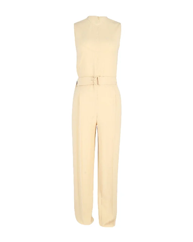 women's ankle-length jumpsuitsJoseph Eddie Fluid Twill Jumpsuit in Beige Viscose