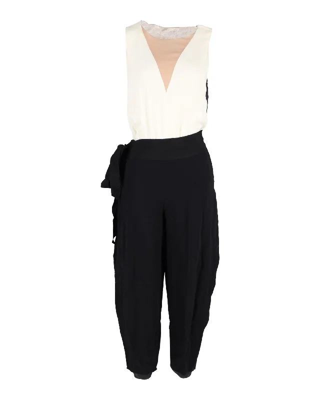 women's wide-leg jumpsuitsLanvin Sleeveless Jumpsuit in Black and Cream Viscose