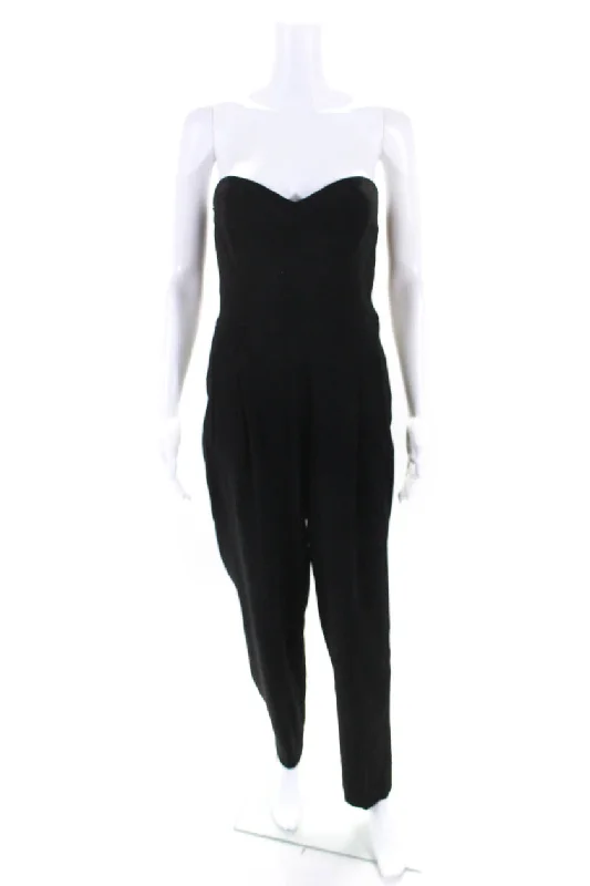 women's jumpsuits with short sleevesMichael Kors Womens Wool Sweetheart Neckline Sleeveless Jumpsuit Black