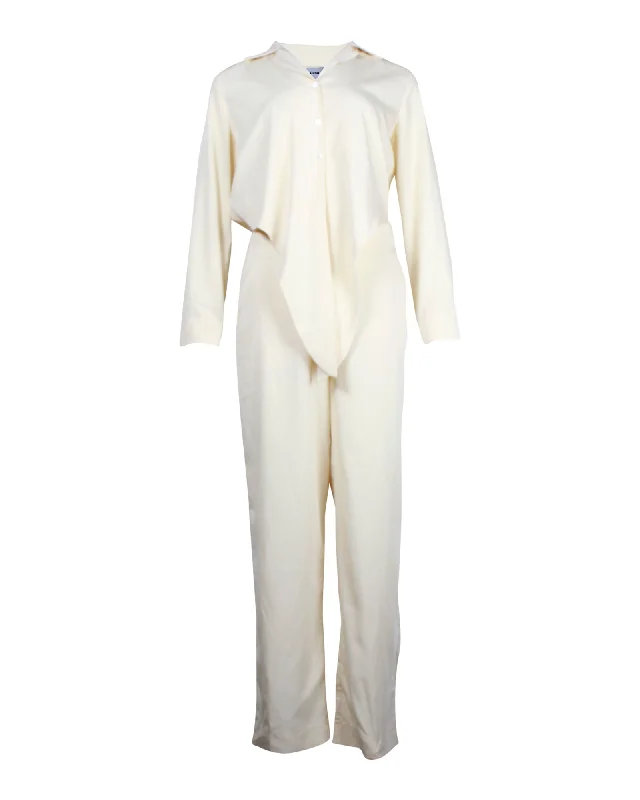 women's jumpsuits with lace detailsNanushka Tie-front Jumpsuit in Ivory Lyocell