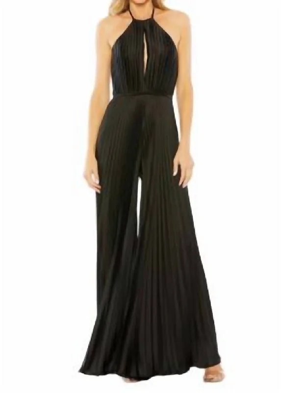 women's jumpsuits for glamorous eveningsPleaded Jumpsuit In Black