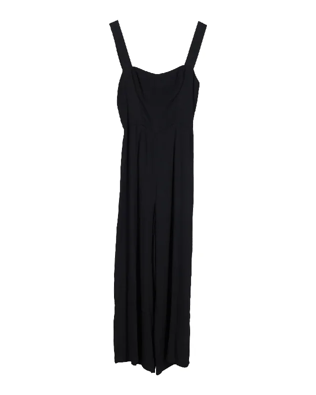 women's vintage jumpsuitsReformation Square Neckline Jumpsuit in Black Viscose