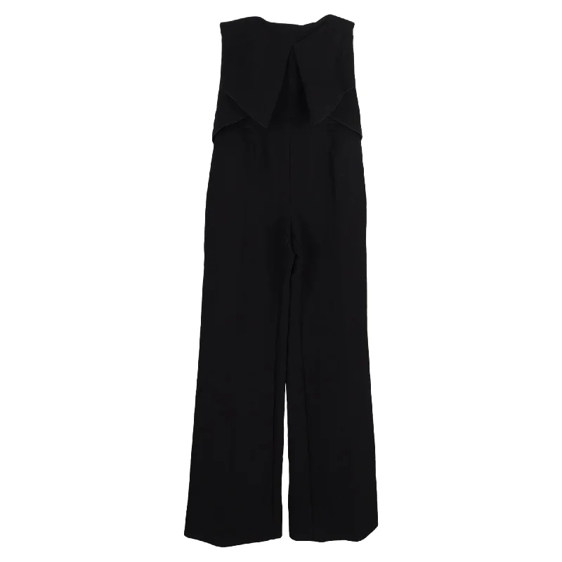 women's jumpsuits with long sleevesRoland Mouret Strapless Jumpsuit in Black Wool