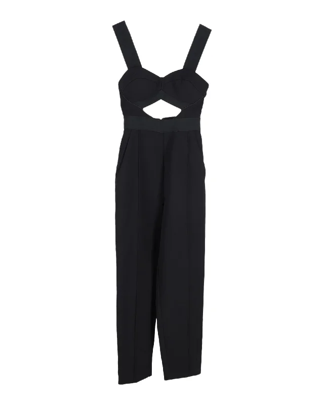 women's casual jumpsuitsSelf-Portrait Lulu Tapered Leg Jumpsuit in Black Polyester