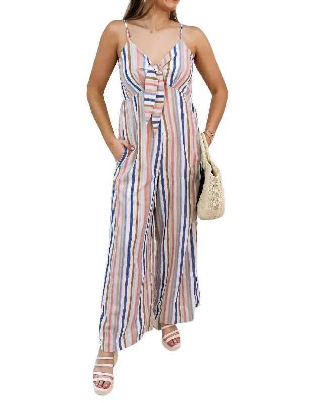 women's jumpsuits for versatile stylingStripe Spring Jumpsuit In Blue Multi