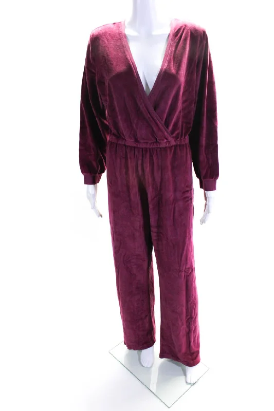 women's jumpsuits for dancingSuzie Kondi Womens VELOUR V-NECK JUMPSUIT FW20-1 CERISE