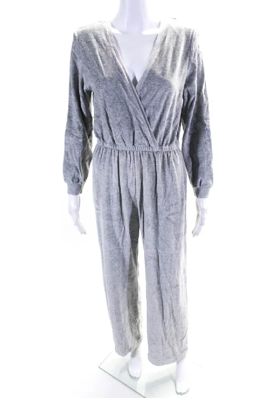 women's jumpsuits for loungingSuzie Kondi Womens VELOUR V-NECK JUMPSUIT FW20-1 GREY MARLE