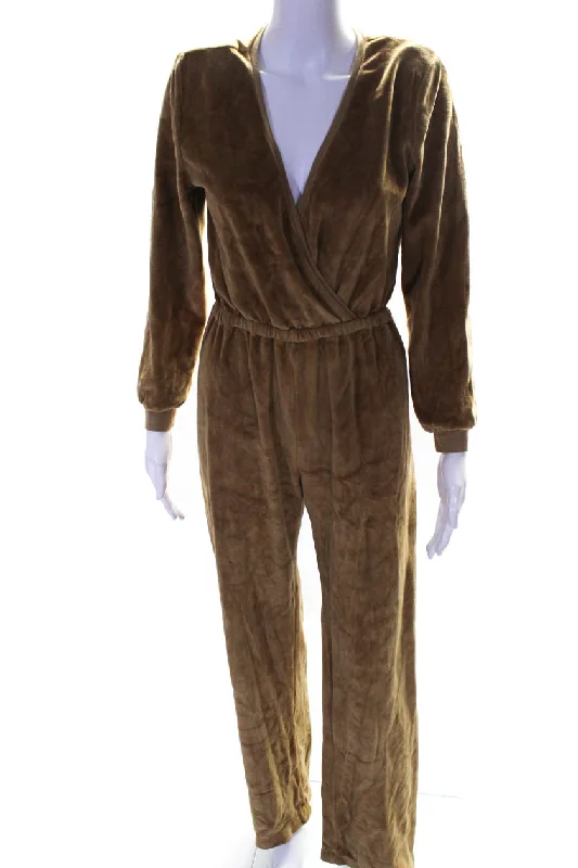 women's jumpsuits with halter necksSuzie Kondi Womens Velour V Neck Jumpsuit Teddy