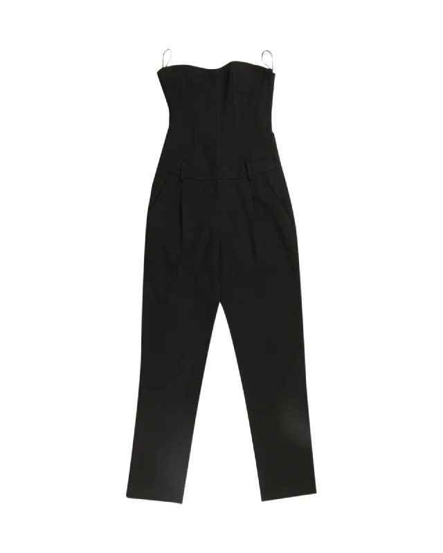 women's wide-leg jumpsuitsTheory Bustier Jumpsuit in Black Wool