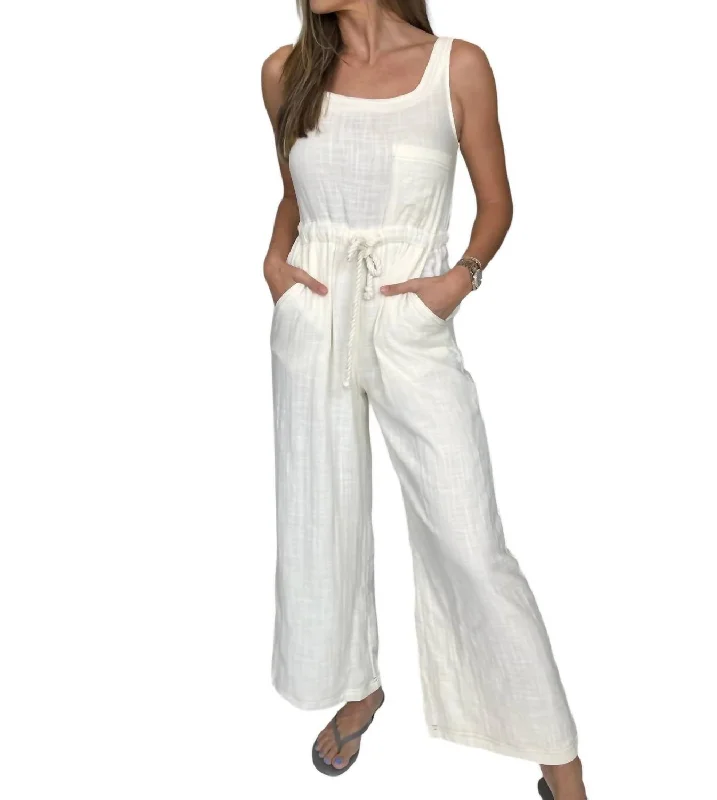 women's jumpsuits with off-the-shoulder necksWide Leg Jumpsuit In White