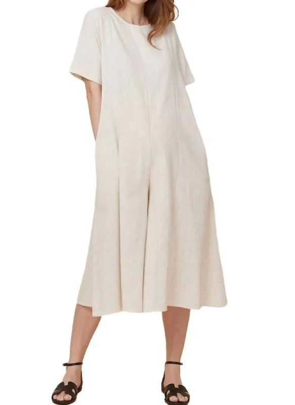 women's jumpsuits for everyday wearWide Leg Linen Jumpsuit In Ivory