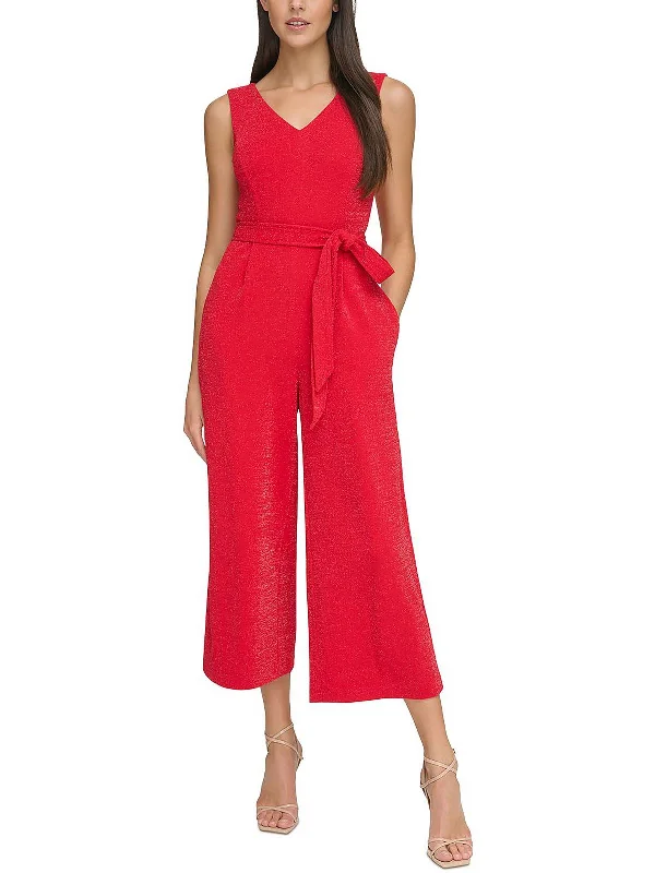 women's jumpsuits for easy dressingWomens Cropped Metallic Jumpsuit